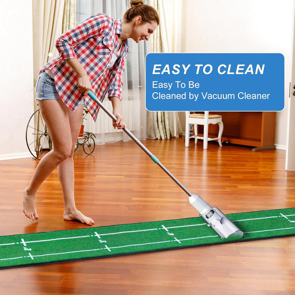 Golf Putting Mat Indoor & Outdoor Professional Practice Putting Green Mat with Distance Marker Anti Slip Backing Golf Accessories Portable Training Matt