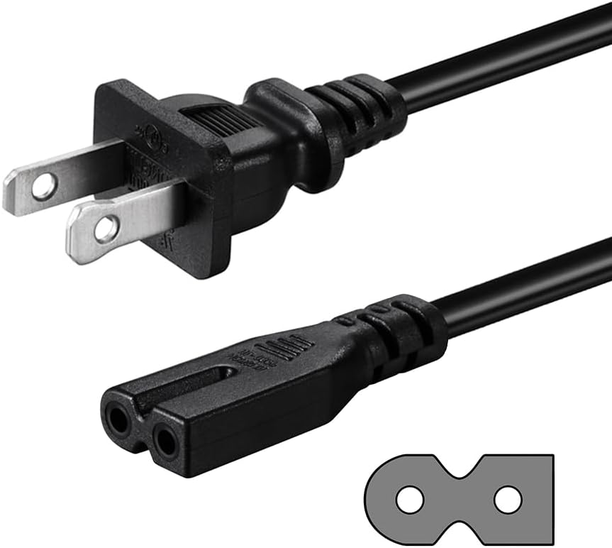 2 Prong AC Power Cord Compatible with D/E/M Series HDTV, Sound Bar Power Cable Replacement